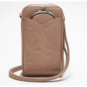 Save the Girls Kisslock Touchscreen Crossbody with RFID- Kiss camel color